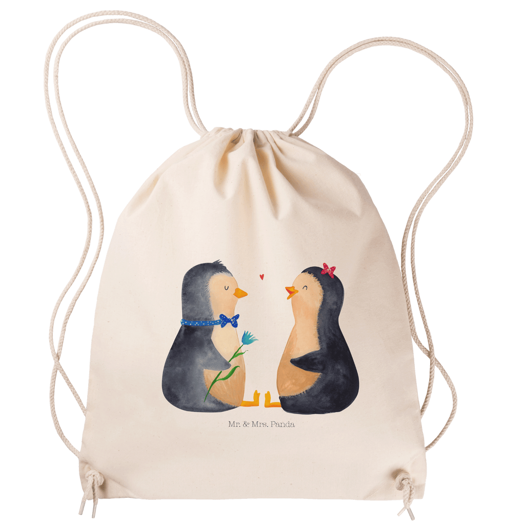 Sportbeutel Pinguin Pärchen Turnbeutel, Beutel, Sporttasche, Tasche, Stoffbeutel, Pinguin, Pinguine, Liebe, Liebespaar, Liebesbeweis, Liebesgeschenk, Verlobung, Jahrestag, Hochzeitstag, Hochzeit, Hochzeitsgeschenk, große Liebe, Traumpaar