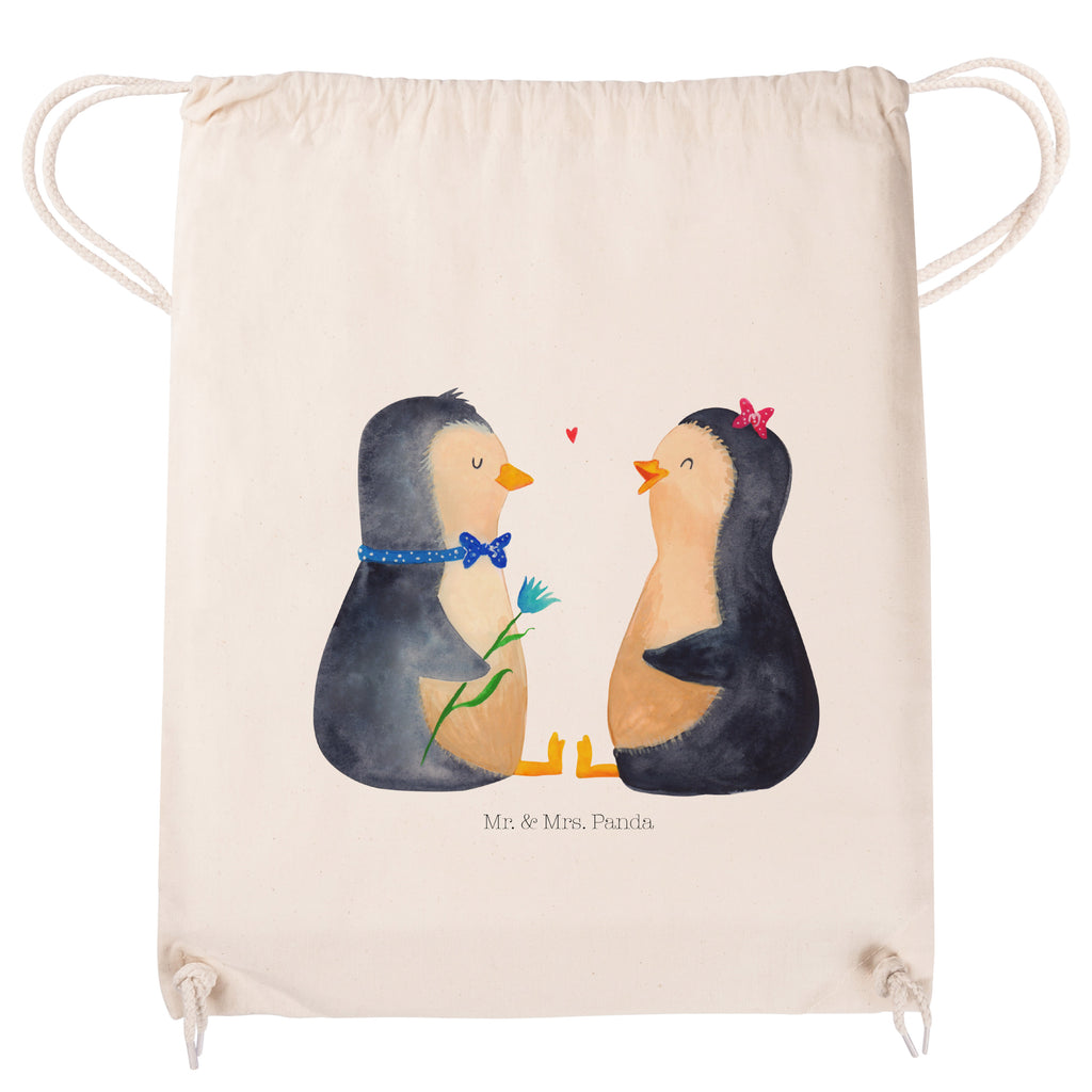 Sportbeutel Pinguin Pärchen Turnbeutel, Beutel, Sporttasche, Tasche, Stoffbeutel, Pinguin, Pinguine, Liebe, Liebespaar, Liebesbeweis, Liebesgeschenk, Verlobung, Jahrestag, Hochzeitstag, Hochzeit, Hochzeitsgeschenk, große Liebe, Traumpaar