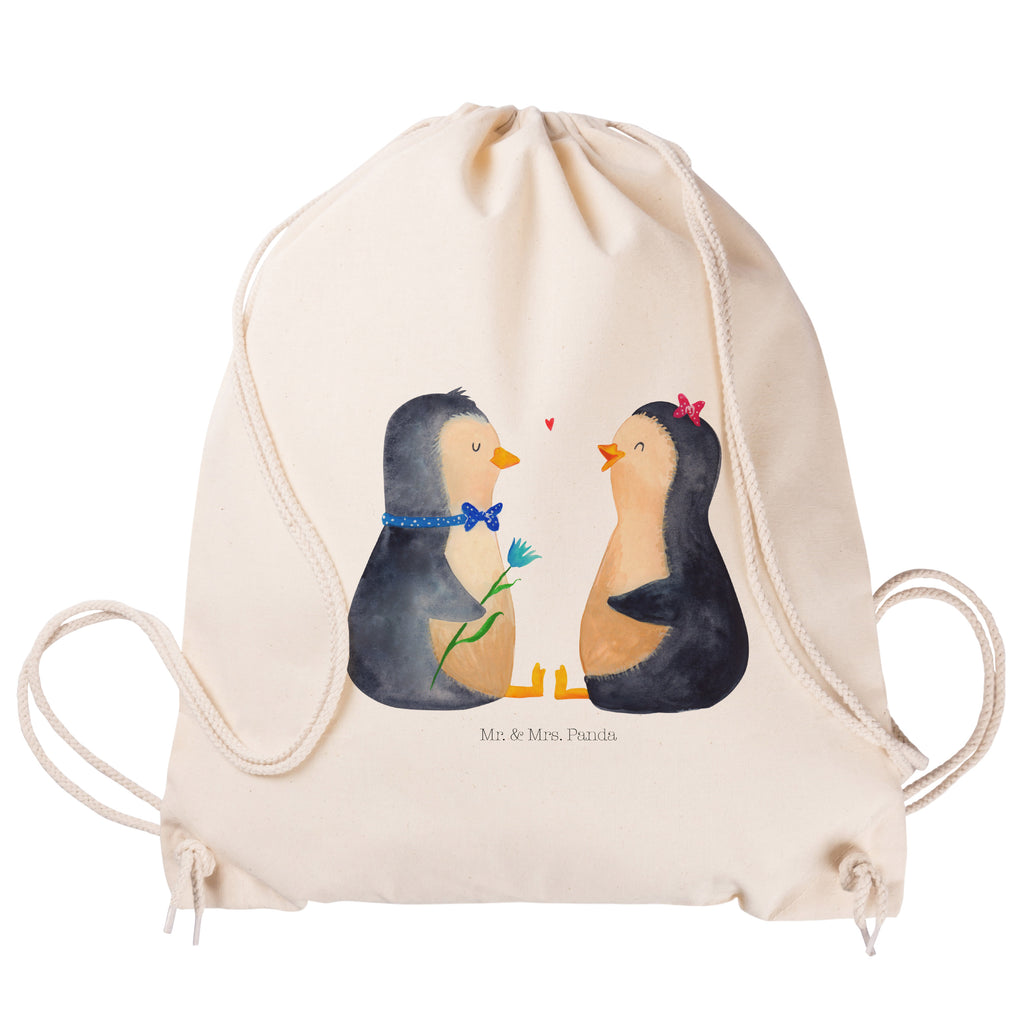Sportbeutel Pinguin Pärchen Turnbeutel, Beutel, Sporttasche, Tasche, Stoffbeutel, Pinguin, Pinguine, Liebe, Liebespaar, Liebesbeweis, Liebesgeschenk, Verlobung, Jahrestag, Hochzeitstag, Hochzeit, Hochzeitsgeschenk, große Liebe, Traumpaar