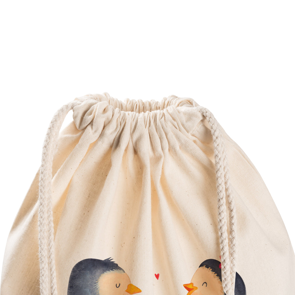 Sportbeutel Pinguin Pärchen Turnbeutel, Beutel, Sporttasche, Tasche, Stoffbeutel, Pinguin, Pinguine, Liebe, Liebespaar, Liebesbeweis, Liebesgeschenk, Verlobung, Jahrestag, Hochzeitstag, Hochzeit, Hochzeitsgeschenk, große Liebe, Traumpaar