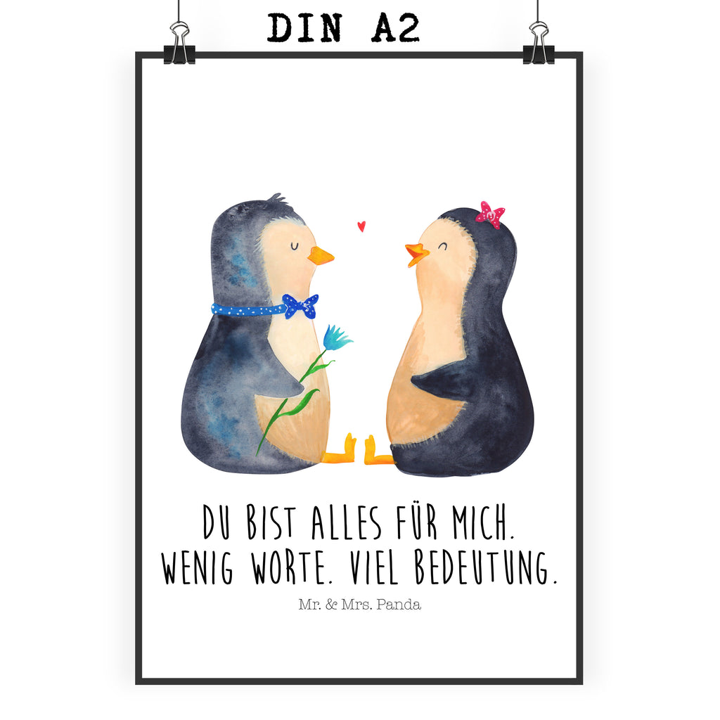 Poster Pinguin Pärchen Poster, Wandposter, Bild, Wanddeko, Küchenposter, Kinderposter, Wanddeko Bild, Raumdekoration, Wanddekoration, Handgemaltes Poster, Mr. & Mrs. Panda Poster, Designposter, Kunstdruck, Posterdruck, Pinguin, Pinguine, Liebe, Liebespaar, Liebesbeweis, Liebesgeschenk, Verlobung, Jahrestag, Hochzeitstag, Hochzeit, Hochzeitsgeschenk, große Liebe, Traumpaar