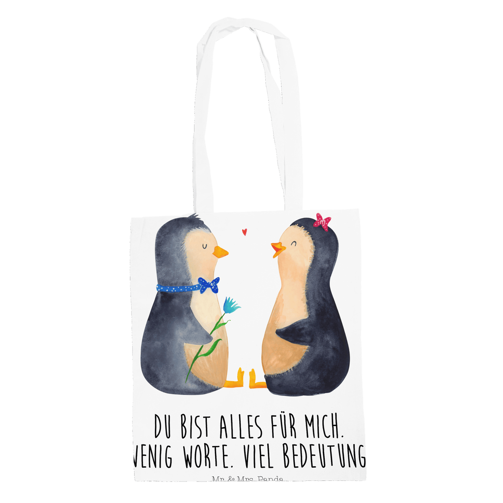 Tragetasche Pinguin Pärchen Beuteltasche, Beutel, Einkaufstasche, Jutebeutel, Stoffbeutel, Pinguin, Pinguine, Liebe, Liebespaar, Liebesbeweis, Liebesgeschenk, Verlobung, Jahrestag, Hochzeitstag, Hochzeit, Hochzeitsgeschenk, große Liebe, Traumpaar
