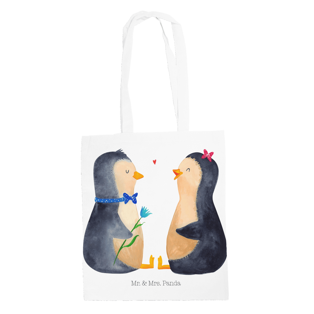 Tragetasche Pinguin Pärchen Beuteltasche, Beutel, Einkaufstasche, Jutebeutel, Stoffbeutel, Pinguin, Pinguine, Liebe, Liebespaar, Liebesbeweis, Liebesgeschenk, Verlobung, Jahrestag, Hochzeitstag, Hochzeit, Hochzeitsgeschenk, große Liebe, Traumpaar