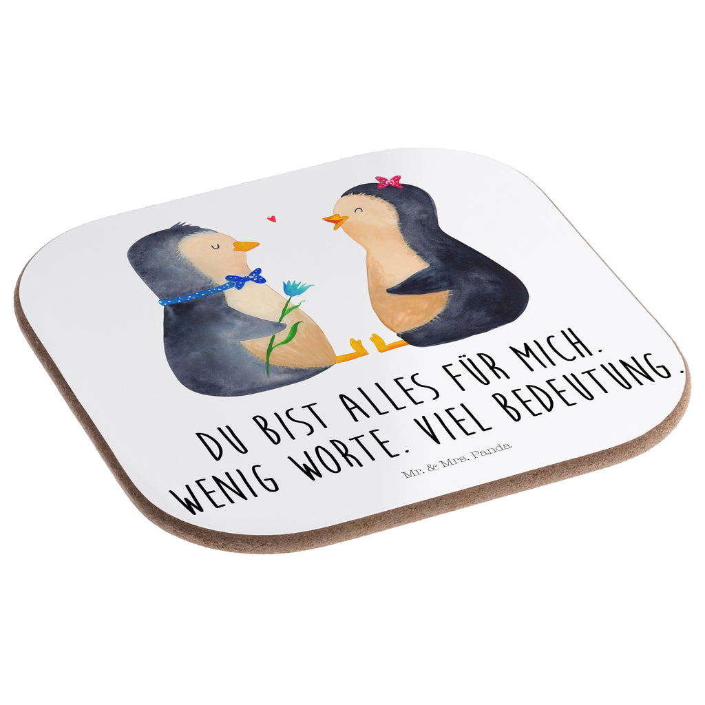 Quadratische Untersetzer Pinguin Pärchen Bierdeckel, Glasuntersetzer, Untersetzer Gläser, Getränkeuntersetzer, Pinguin, Pinguine, Liebe, Liebespaar, Liebesbeweis, Liebesgeschenk, Verlobung, Jahrestag, Hochzeitstag, Hochzeit, Hochzeitsgeschenk, große Liebe, Traumpaar