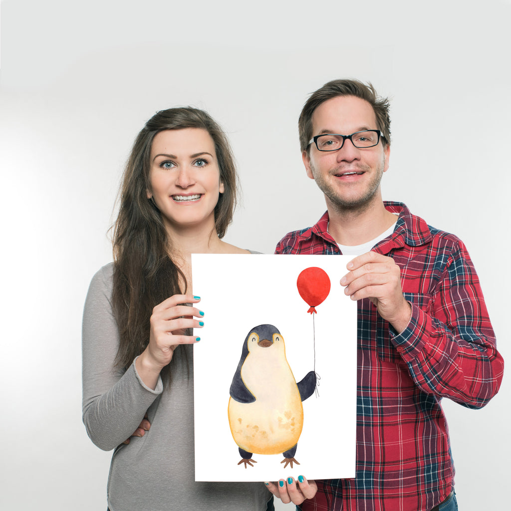 Poster Pinguin Luftballon Poster, Wandposter, Bild, Wanddeko, Küchenposter, Kinderposter, Wanddeko Bild, Raumdekoration, Wanddekoration, Handgemaltes Poster, Mr. & Mrs. Panda Poster, Designposter, Kunstdruck, Posterdruck, Pinguin, Pinguine, Luftballon, Tagträume, Lebenslust, Geschenk Freundin, Geschenkidee, beste Freundin, Motivation, Neustart, neues Leben, Liebe, Glück