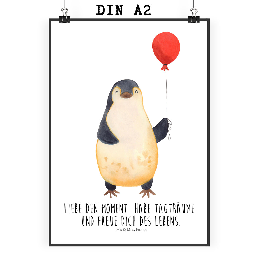 Poster Pinguin Luftballon Poster, Wandposter, Bild, Wanddeko, Küchenposter, Kinderposter, Wanddeko Bild, Raumdekoration, Wanddekoration, Handgemaltes Poster, Mr. & Mrs. Panda Poster, Designposter, Kunstdruck, Posterdruck, Pinguin, Pinguine, Luftballon, Tagträume, Lebenslust, Geschenk Freundin, Geschenkidee, beste Freundin, Motivation, Neustart, neues Leben, Liebe, Glück