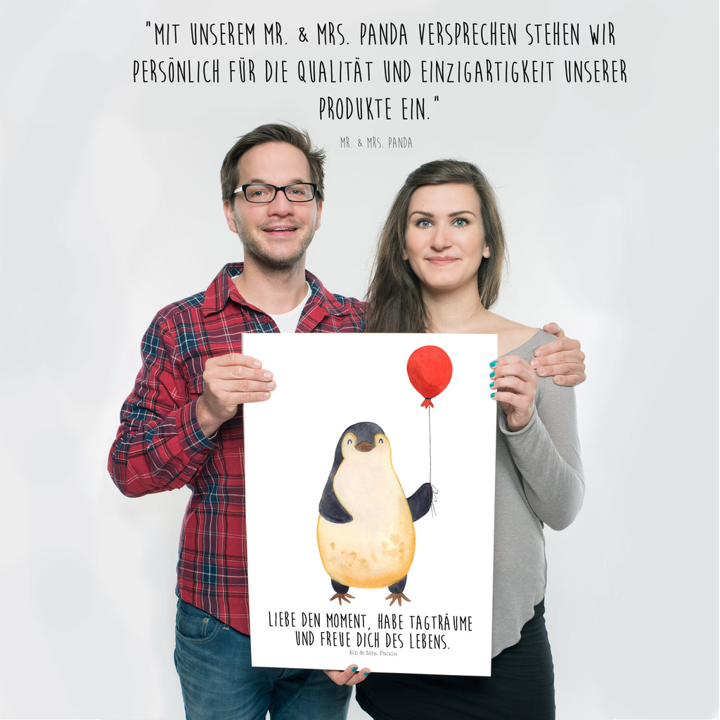 Poster Pinguin Luftballon Poster, Wandposter, Bild, Wanddeko, Küchenposter, Kinderposter, Wanddeko Bild, Raumdekoration, Wanddekoration, Handgemaltes Poster, Mr. & Mrs. Panda Poster, Designposter, Kunstdruck, Posterdruck, Pinguin, Pinguine, Luftballon, Tagträume, Lebenslust, Geschenk Freundin, Geschenkidee, beste Freundin, Motivation, Neustart, neues Leben, Liebe, Glück
