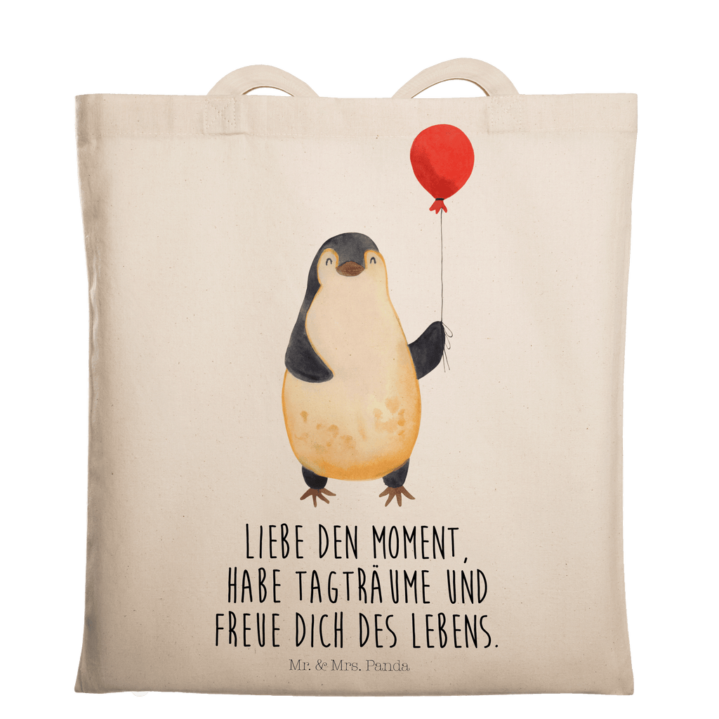 Tragetasche Pinguin Luftballon Beuteltasche, Beutel, Einkaufstasche, Jutebeutel, Stoffbeutel, Pinguin, Pinguine, Luftballon, Tagträume, Lebenslust, Geschenk Freundin, Geschenkidee, beste Freundin, Motivation, Neustart, neues Leben, Liebe, Glück