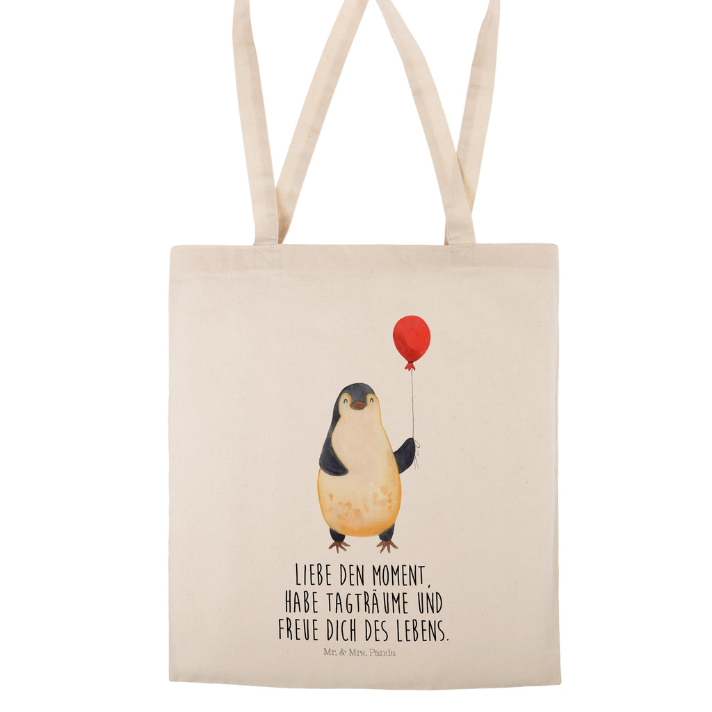 Tragetasche Pinguin Luftballon Beuteltasche, Beutel, Einkaufstasche, Jutebeutel, Stoffbeutel, Pinguin, Pinguine, Luftballon, Tagträume, Lebenslust, Geschenk Freundin, Geschenkidee, beste Freundin, Motivation, Neustart, neues Leben, Liebe, Glück