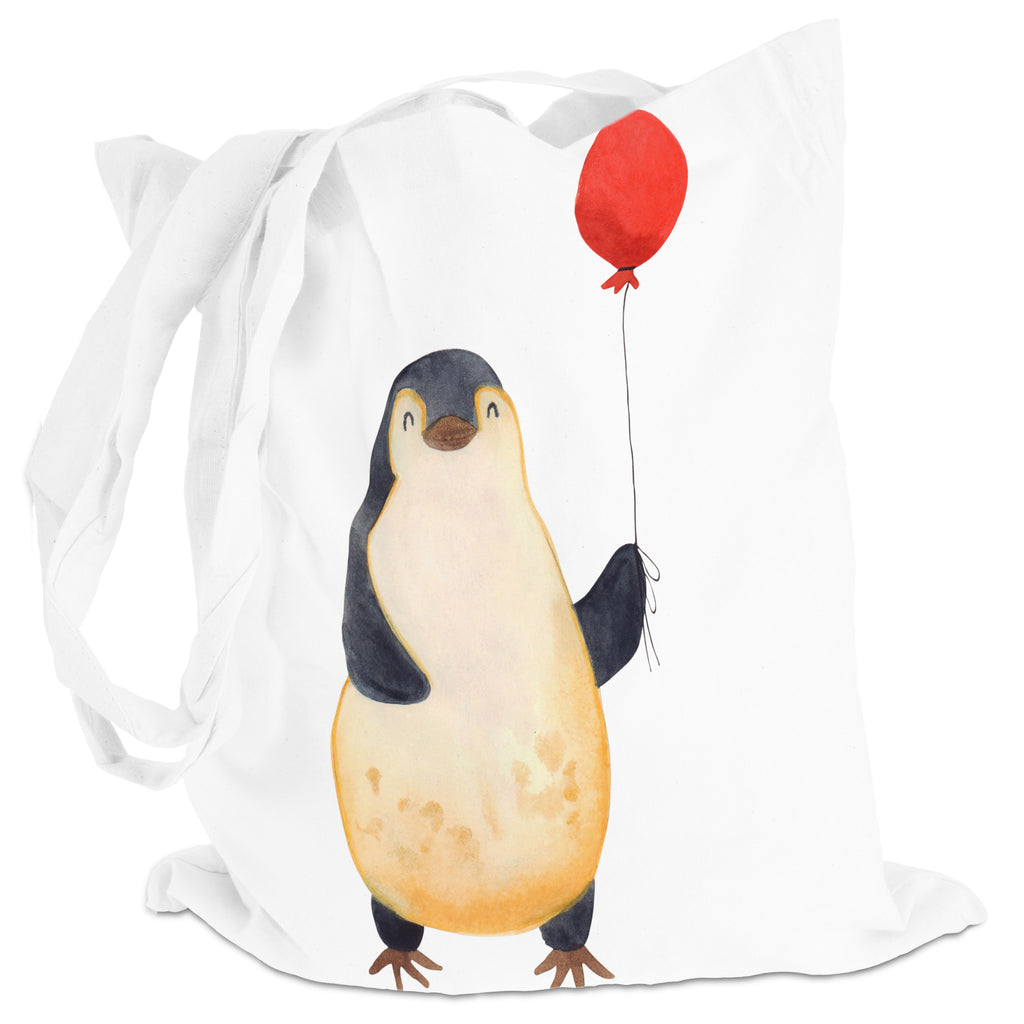 Tragetasche Pinguin Luftballon Beuteltasche, Beutel, Einkaufstasche, Jutebeutel, Stoffbeutel, Pinguin, Pinguine, Luftballon, Tagträume, Lebenslust, Geschenk Freundin, Geschenkidee, beste Freundin, Motivation, Neustart, neues Leben, Liebe, Glück