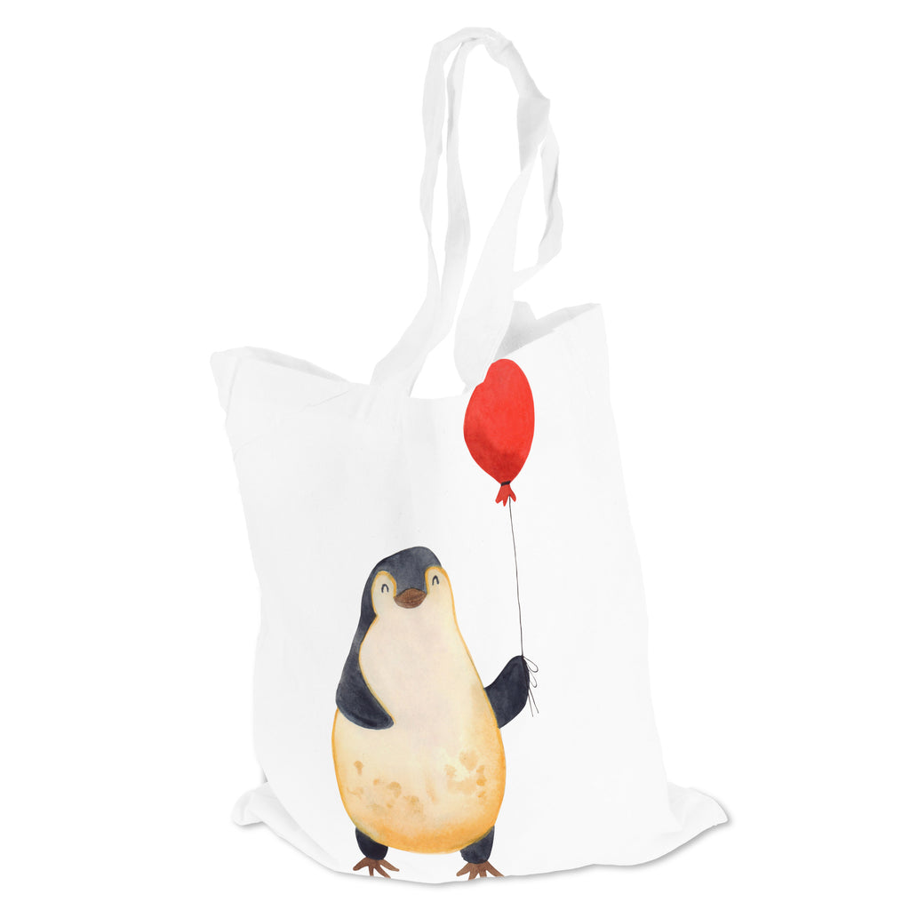 Tragetasche Pinguin Luftballon Beuteltasche, Beutel, Einkaufstasche, Jutebeutel, Stoffbeutel, Pinguin, Pinguine, Luftballon, Tagträume, Lebenslust, Geschenk Freundin, Geschenkidee, beste Freundin, Motivation, Neustart, neues Leben, Liebe, Glück