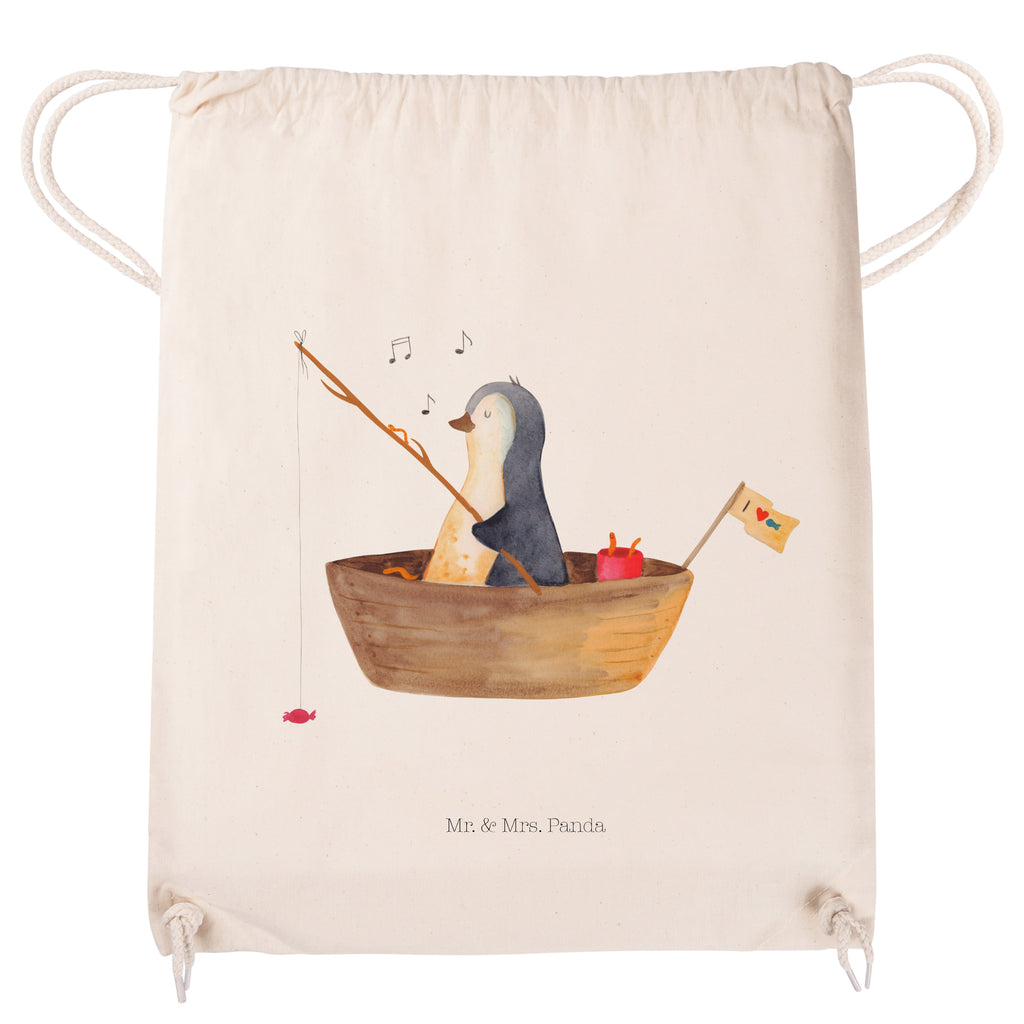 Sportbeutel Pinguin Angelboot Turnbeutel, Beutel, Sporttasche, Tasche, Stoffbeutel, Pinguin, Pinguine, Angeln, Boot, Angelboot, Lebenslust, Leben, genießen, Motivation, Neustart, Neuanfang, Trennung, Scheidung, Geschenkidee Liebeskummer