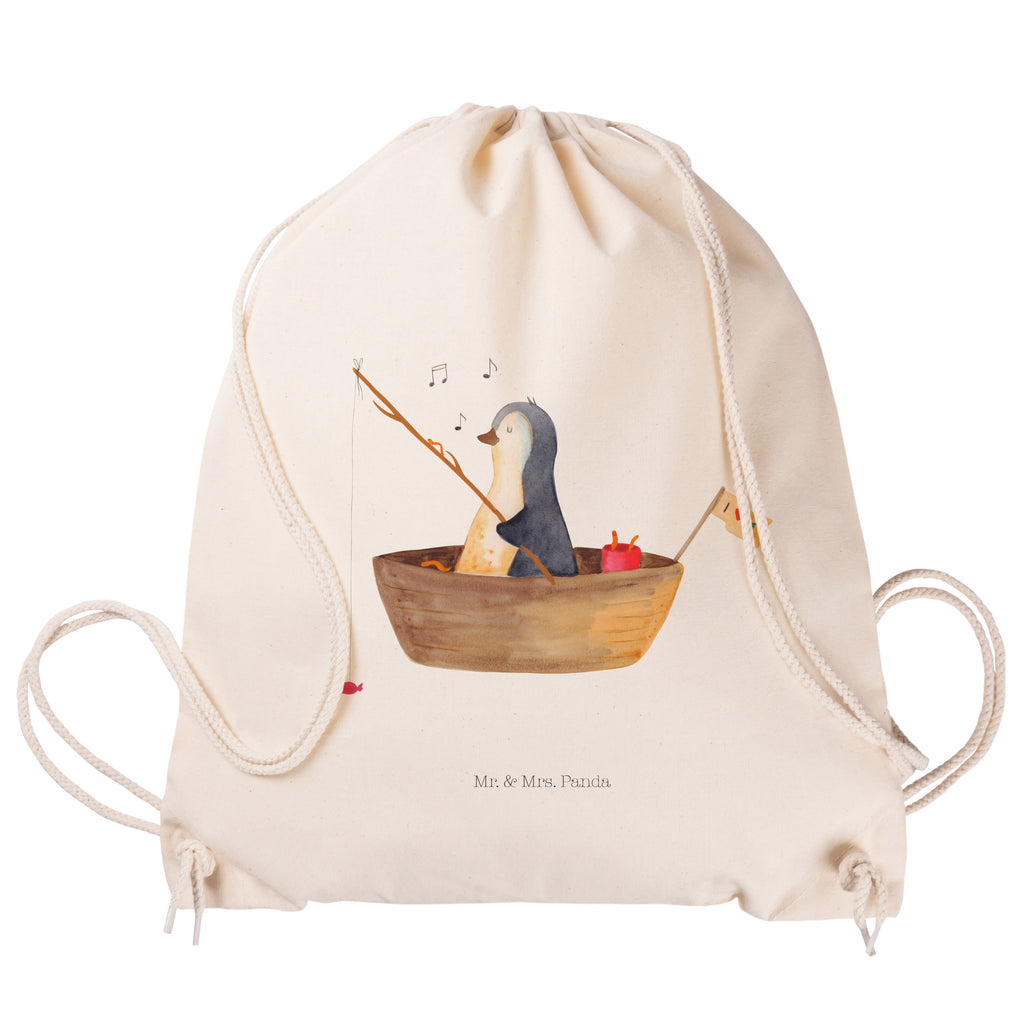 Sportbeutel Pinguin Angelboot Turnbeutel, Beutel, Sporttasche, Tasche, Stoffbeutel, Pinguin, Pinguine, Angeln, Boot, Angelboot, Lebenslust, Leben, genießen, Motivation, Neustart, Neuanfang, Trennung, Scheidung, Geschenkidee Liebeskummer