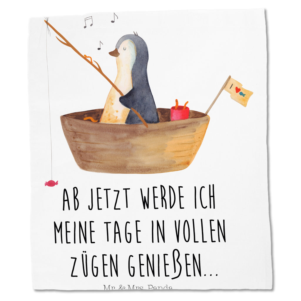 Tragetasche Pinguin Angelboot Beuteltasche, Beutel, Einkaufstasche, Jutebeutel, Stoffbeutel, Pinguin, Pinguine, Angeln, Boot, Angelboot, Lebenslust, Leben, genießen, Motivation, Neustart, Neuanfang, Trennung, Scheidung, Geschenkidee Liebeskummer