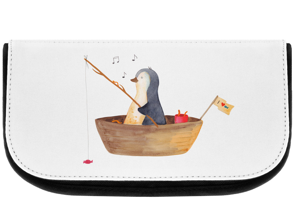 Kosmetiktasche Pinguin Angelboot Kosmetikbeutel, Kulturtasche, Kulturbeutel, Schminktasche, Make-Up Tasche, Pinguin, Pinguine, Angeln, Boot, Angelboot, Lebenslust, Leben, genießen, Motivation, Neustart, Neuanfang, Trennung, Scheidung, Geschenkidee Liebeskummer