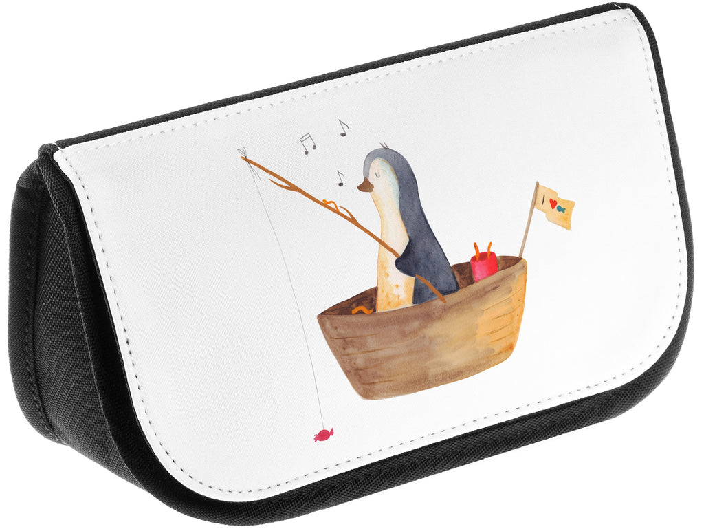 Kosmetiktasche Pinguin Angelboot Kosmetikbeutel, Kulturtasche, Kulturbeutel, Schminktasche, Make-Up Tasche, Pinguin, Pinguine, Angeln, Boot, Angelboot, Lebenslust, Leben, genießen, Motivation, Neustart, Neuanfang, Trennung, Scheidung, Geschenkidee Liebeskummer
