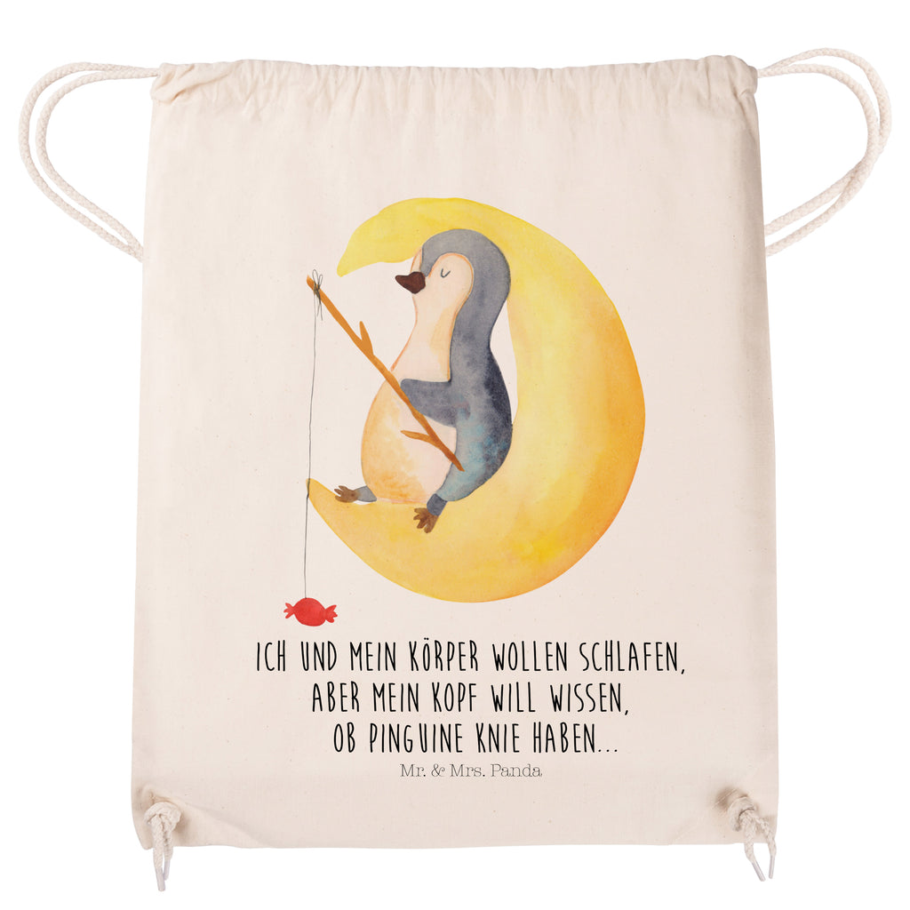 Sportbeutel Pinguin Mond Turnbeutel, Beutel, Sporttasche, Tasche, Stoffbeutel, Pinguin, Pinguine, Spruch, schlafen, Nachtruhe, Einschlafen, Schlafzimmer, Schlafstörungen, Gästezimmer