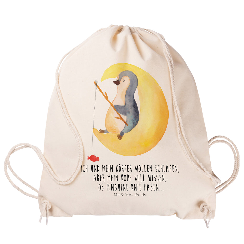 Sportbeutel Pinguin Mond Turnbeutel, Beutel, Sporttasche, Tasche, Stoffbeutel, Pinguin, Pinguine, Spruch, schlafen, Nachtruhe, Einschlafen, Schlafzimmer, Schlafstörungen, Gästezimmer