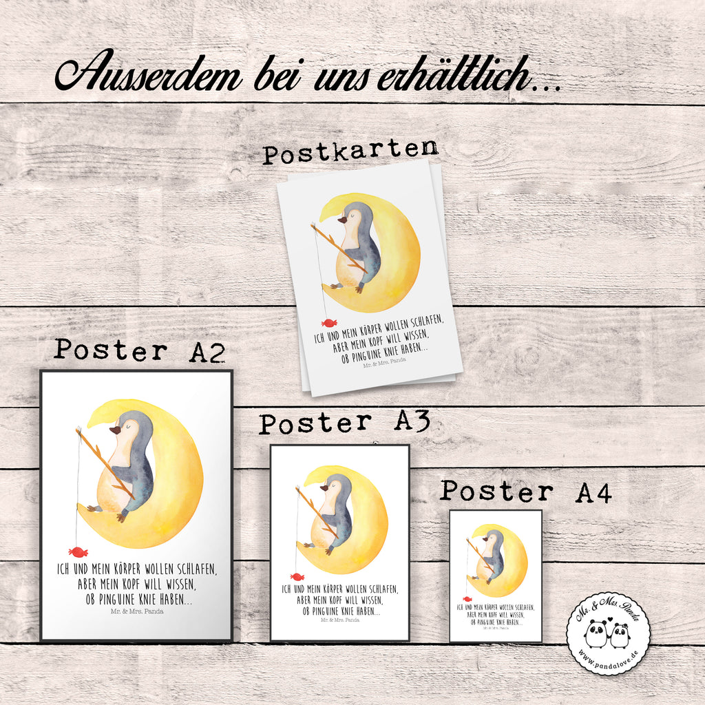 Poster Pinguin Mond Poster, Wandposter, Bild, Wanddeko, Küchenposter, Kinderposter, Wanddeko Bild, Raumdekoration, Wanddekoration, Handgemaltes Poster, Mr. & Mrs. Panda Poster, Designposter, Kunstdruck, Posterdruck, Pinguin, Pinguine, Spruch, schlafen, Nachtruhe, Einschlafen, Schlafzimmer, Schlafstörungen, Gästezimmer