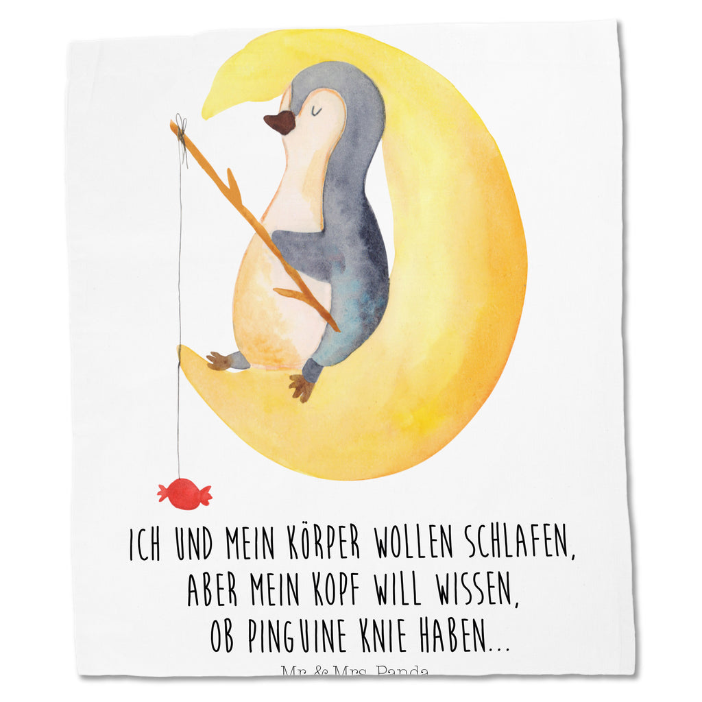 Tragetasche Pinguin Mond Beuteltasche, Beutel, Einkaufstasche, Jutebeutel, Stoffbeutel, Pinguin, Pinguine, Spruch, schlafen, Nachtruhe, Einschlafen, Schlafzimmer, Schlafstörungen, Gästezimmer
