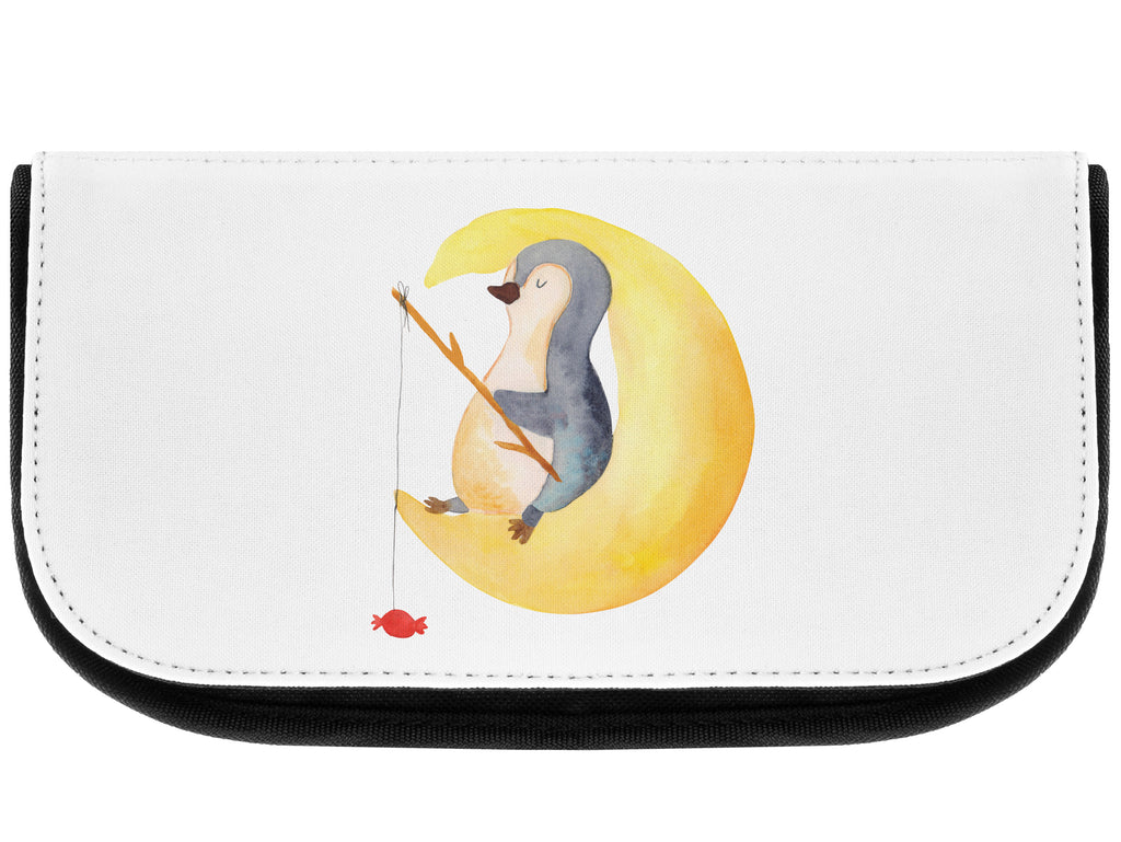 Kosmetiktasche Pinguin Mond Kosmetikbeutel, Kulturtasche, Kulturbeutel, Schminktasche, Make-Up Tasche, Pinguin, Pinguine, Spruch, schlafen, Nachtruhe, Einschlafen, Schlafzimmer, Schlafstörungen, Gästezimmer