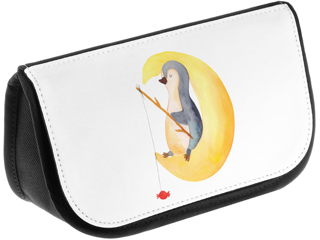 Kosmetiktasche Pinguin Mond Kosmetikbeutel, Kulturtasche, Kulturbeutel, Schminktasche, Make-Up Tasche, Pinguin, Pinguine, Spruch, schlafen, Nachtruhe, Einschlafen, Schlafzimmer, Schlafstörungen, Gästezimmer