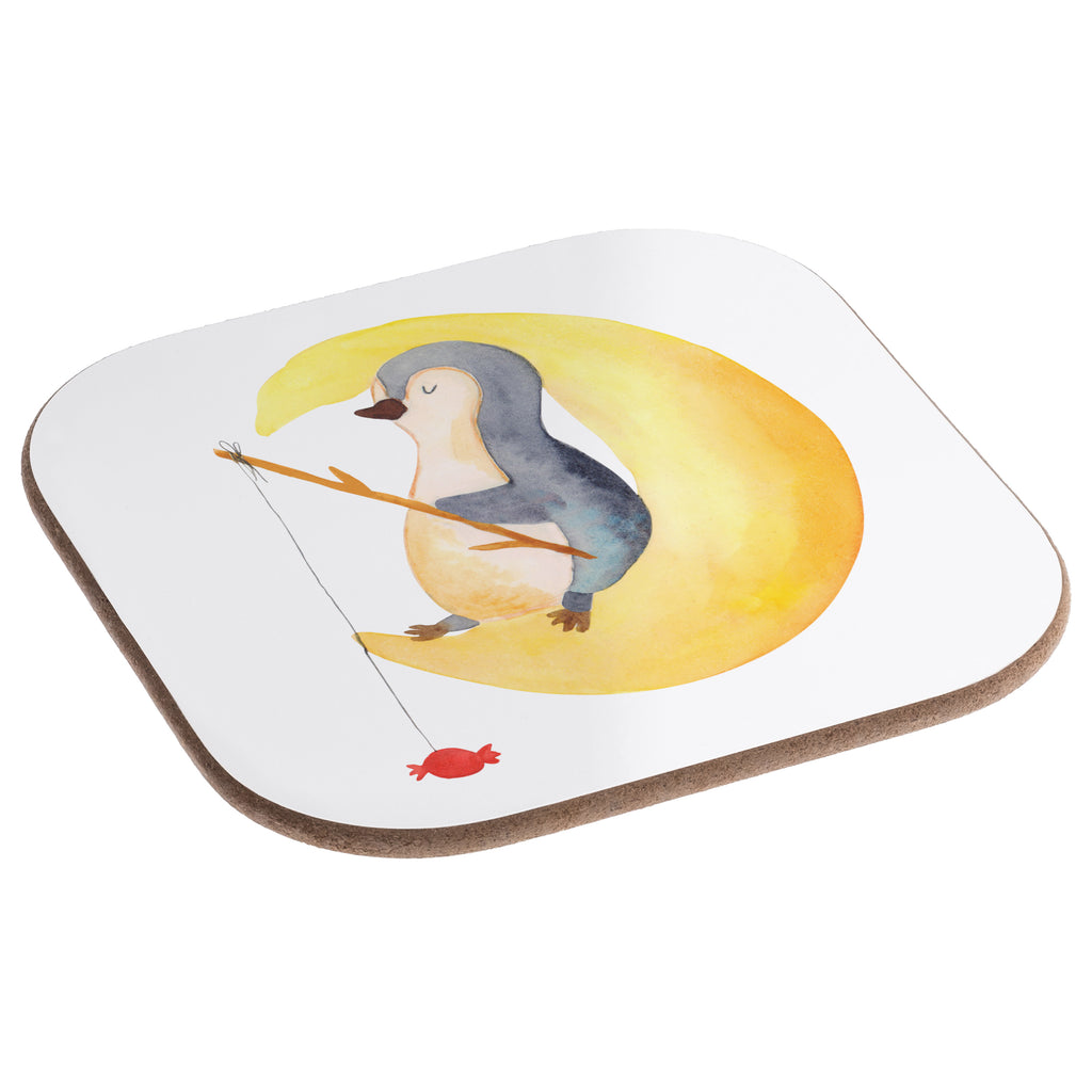 Quadratische Untersetzer Pinguin Mond Bierdeckel, Glasuntersetzer, Untersetzer Gläser, Getränkeuntersetzer, Pinguin, Pinguine, Spruch, schlafen, Nachtruhe, Einschlafen, Schlafzimmer, Schlafstörungen, Gästezimmer