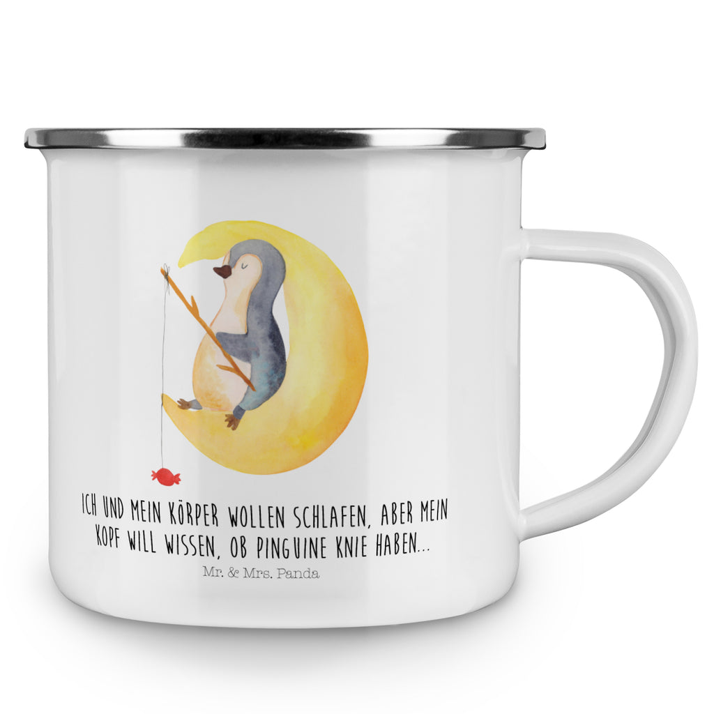 Camping Emaille Tasse Pinguin Mond Campingtasse, Trinkbecher, Metalltasse, Outdoor Tasse, Emaille Trinkbecher, Blechtasse Outdoor, Emaille Campingbecher, Edelstahl Trinkbecher, Metalltasse für Camping, Kaffee Blechtasse, Camping Tasse Metall, Pinguin, Pinguine, Spruch, schlafen, Nachtruhe, Einschlafen, Schlafzimmer, Schlafstörungen, Gästezimmer