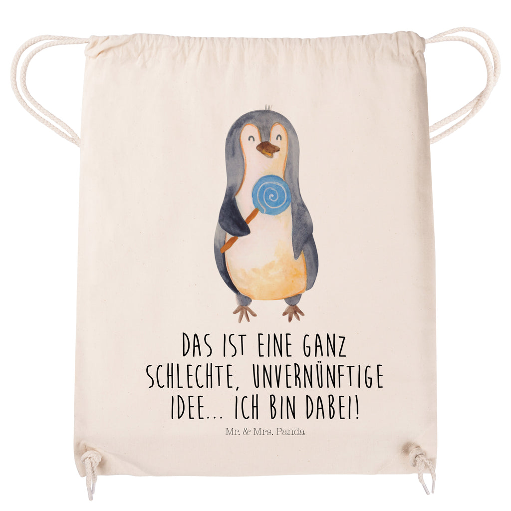 Sportbeutel Pinguin Lolli Turnbeutel, Beutel, Sporttasche, Tasche, Stoffbeutel, Pinguin, Pinguine, Lolli, Süßigkeiten, Blödsinn, Spruch, Rebell, Gauner, Ganove, Rabauke