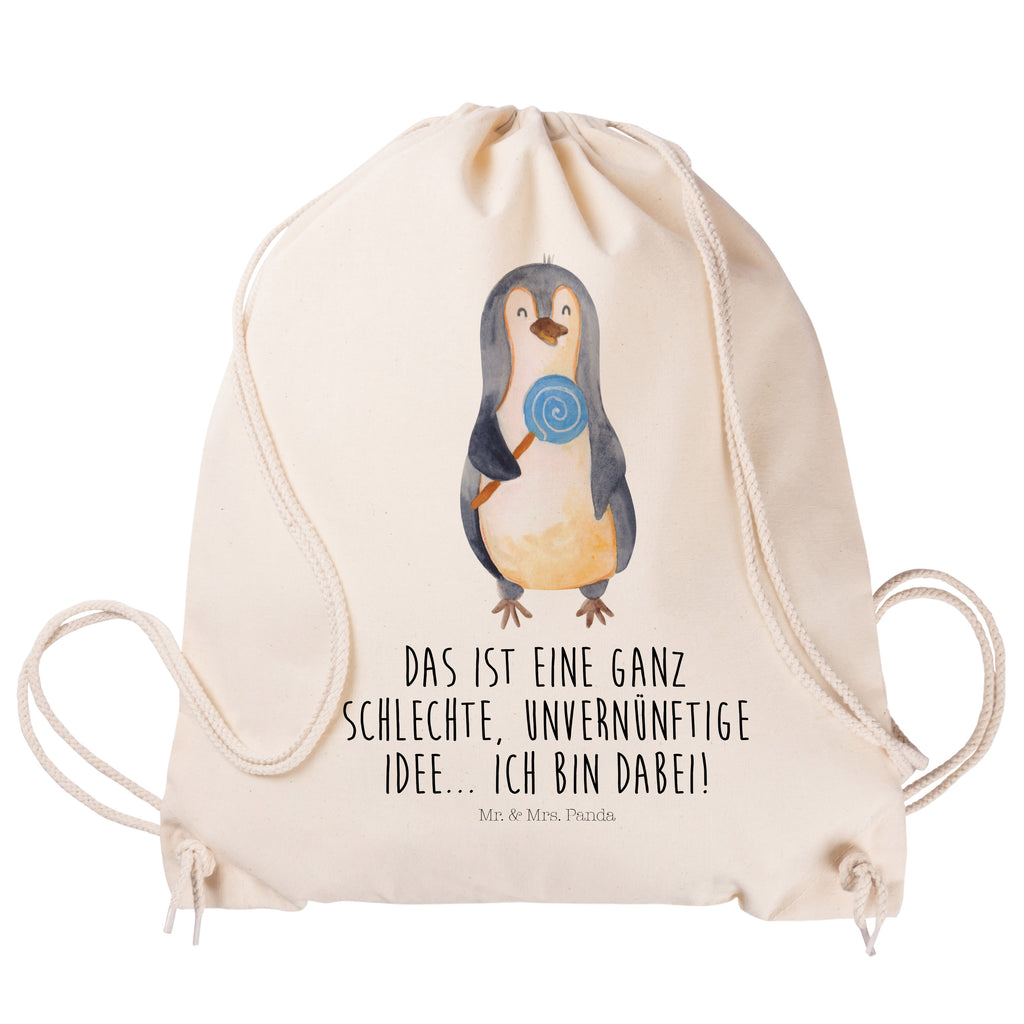 Sportbeutel Pinguin Lolli Turnbeutel, Beutel, Sporttasche, Tasche, Stoffbeutel, Pinguin, Pinguine, Lolli, Süßigkeiten, Blödsinn, Spruch, Rebell, Gauner, Ganove, Rabauke