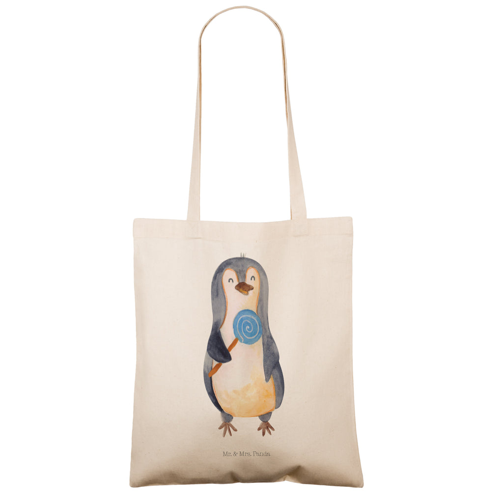 Tragetasche Pinguin Lolli Beuteltasche, Beutel, Einkaufstasche, Jutebeutel, Stoffbeutel, Pinguin, Pinguine, Lolli, Süßigkeiten, Blödsinn, Spruch, Rebell, Gauner, Ganove, Rabauke