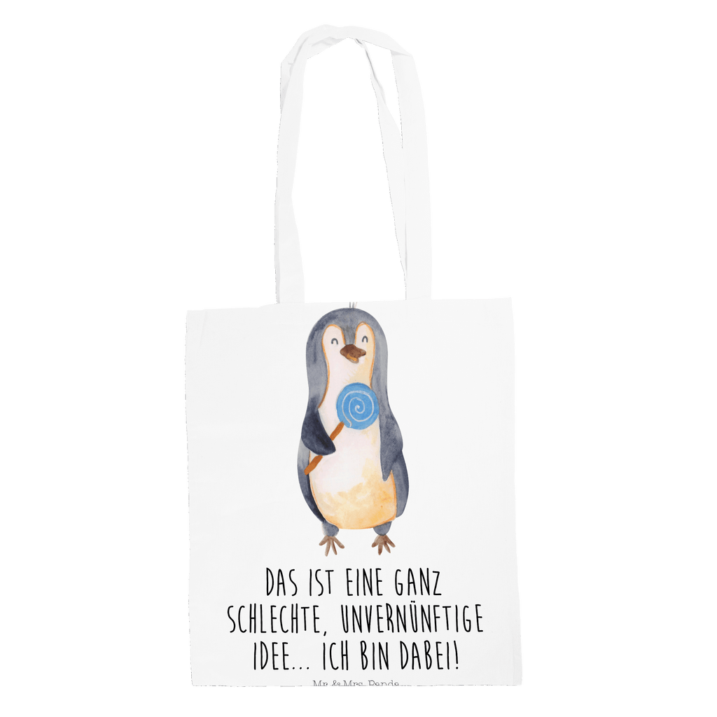 Tragetasche Pinguin Lolli Beuteltasche, Beutel, Einkaufstasche, Jutebeutel, Stoffbeutel, Pinguin, Pinguine, Lolli, Süßigkeiten, Blödsinn, Spruch, Rebell, Gauner, Ganove, Rabauke