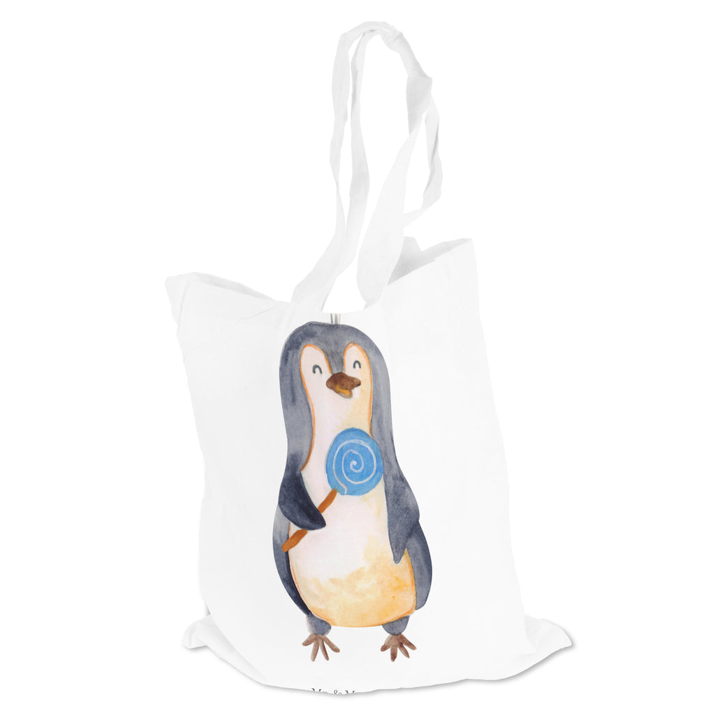 Tragetasche Pinguin Lolli Beuteltasche, Beutel, Einkaufstasche, Jutebeutel, Stoffbeutel, Pinguin, Pinguine, Lolli, Süßigkeiten, Blödsinn, Spruch, Rebell, Gauner, Ganove, Rabauke