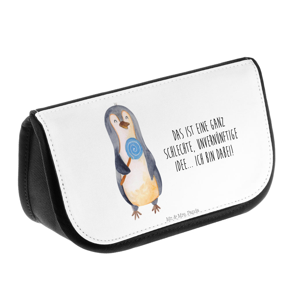 Kosmetiktasche Pinguin Lolli Kosmetikbeutel, Kulturtasche, Kulturbeutel, Schminktasche, Make-Up Tasche, Pinguin, Pinguine, Lolli, Süßigkeiten, Blödsinn, Spruch, Rebell, Gauner, Ganove, Rabauke
