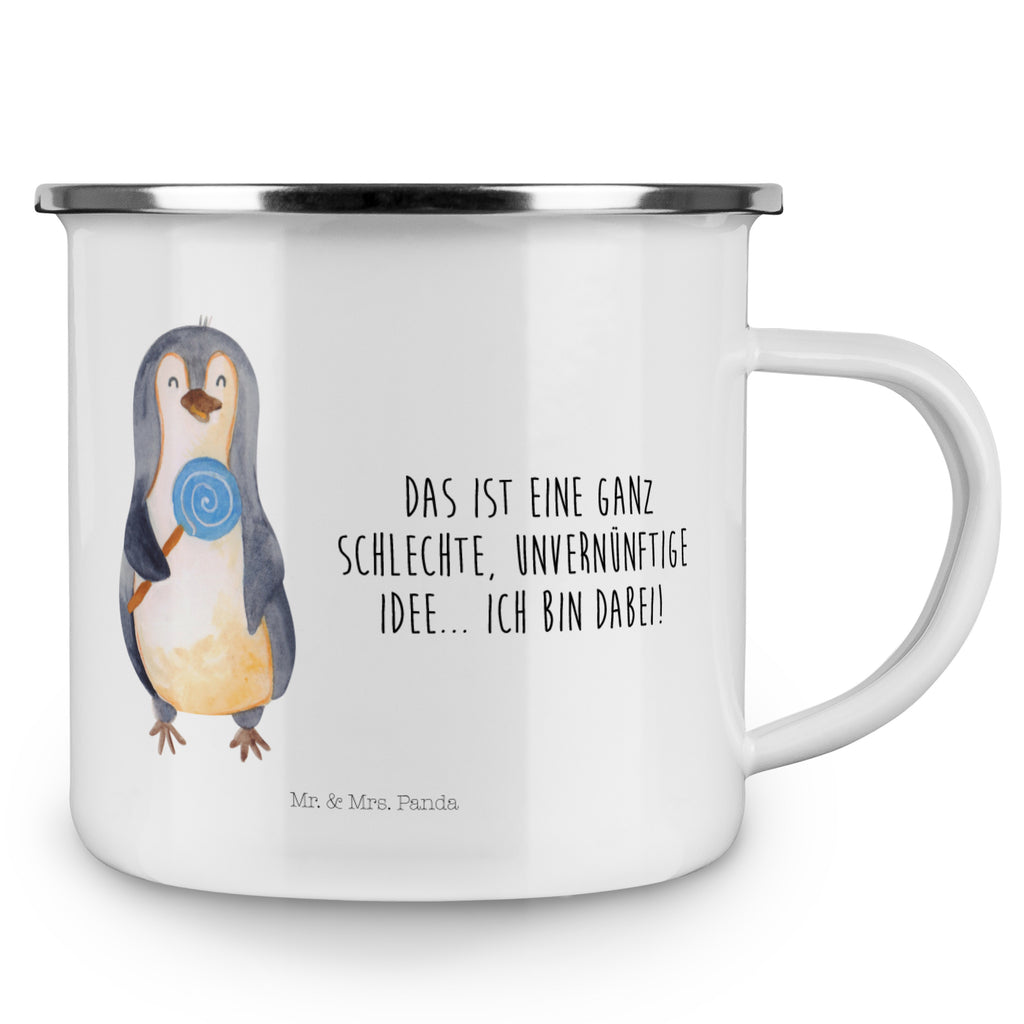 Camping Emaille Tasse Pinguin Lolli Campingtasse, Trinkbecher, Metalltasse, Outdoor Tasse, Emaille Trinkbecher, Blechtasse Outdoor, Emaille Campingbecher, Edelstahl Trinkbecher, Metalltasse für Camping, Kaffee Blechtasse, Camping Tasse Metall, Pinguin, Pinguine, Lolli, Süßigkeiten, Blödsinn, Spruch, Rebell, Gauner, Ganove, Rabauke