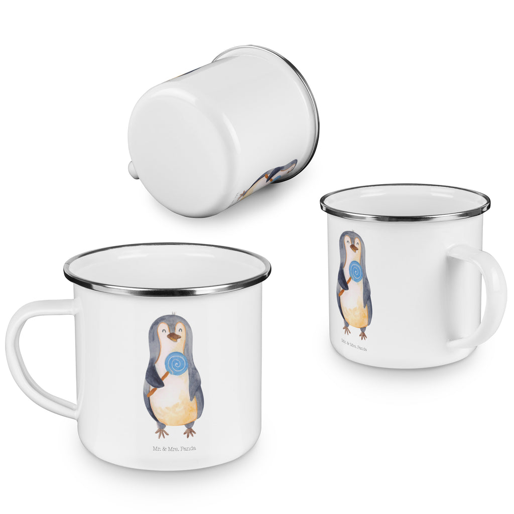 Camping Emaille Tasse Pinguin Lolli Campingtasse, Trinkbecher, Metalltasse, Outdoor Tasse, Emaille Trinkbecher, Blechtasse Outdoor, Emaille Campingbecher, Edelstahl Trinkbecher, Metalltasse für Camping, Kaffee Blechtasse, Camping Tasse Metall, Pinguin, Pinguine, Lolli, Süßigkeiten, Blödsinn, Spruch, Rebell, Gauner, Ganove, Rabauke