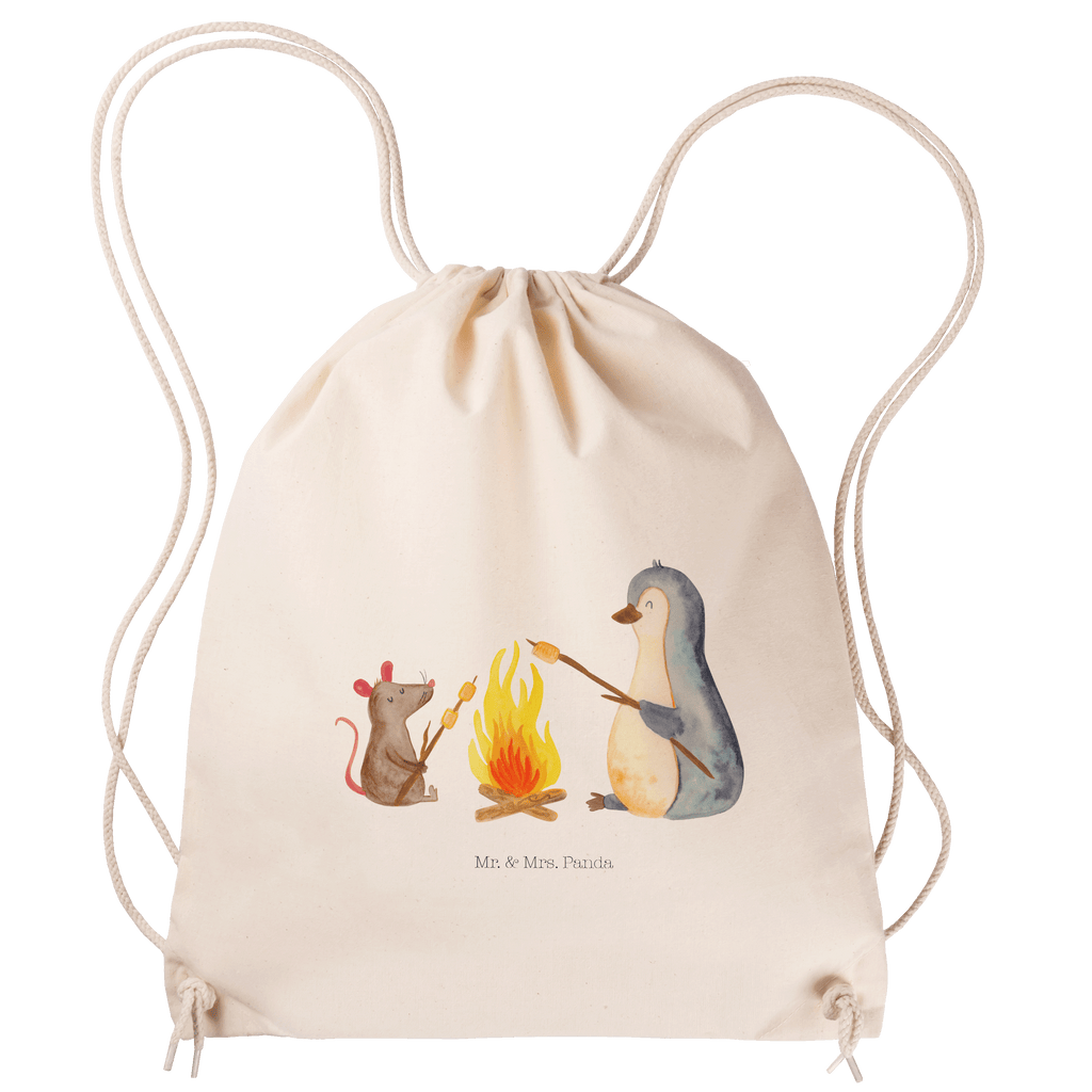 Sportbeutel Pinguin Lagerfeuer Turnbeutel, Beutel, Sporttasche, Tasche, Stoffbeutel, Pinguin, Maus, Pinguine, Lagerfeuer, Leben, Arbeit, Job, Motivation, Büro, Büroalltag, Lebensspruch, Lebensmotivation, Neustart, Liebe, grillen, Feuer, Marshmallows
