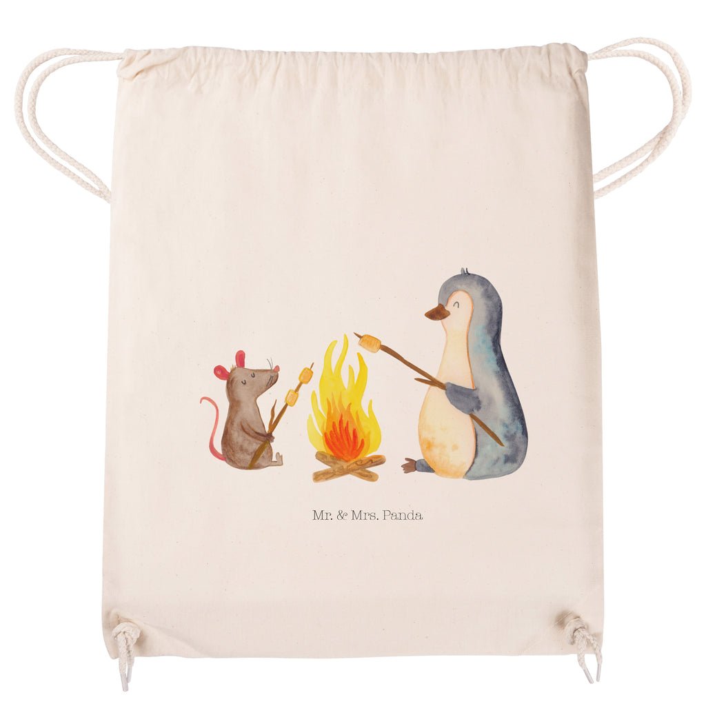 Sportbeutel Pinguin Lagerfeuer Turnbeutel, Beutel, Sporttasche, Tasche, Stoffbeutel, Pinguin, Maus, Pinguine, Lagerfeuer, Leben, Arbeit, Job, Motivation, Büro, Büroalltag, Lebensspruch, Lebensmotivation, Neustart, Liebe, grillen, Feuer, Marshmallows