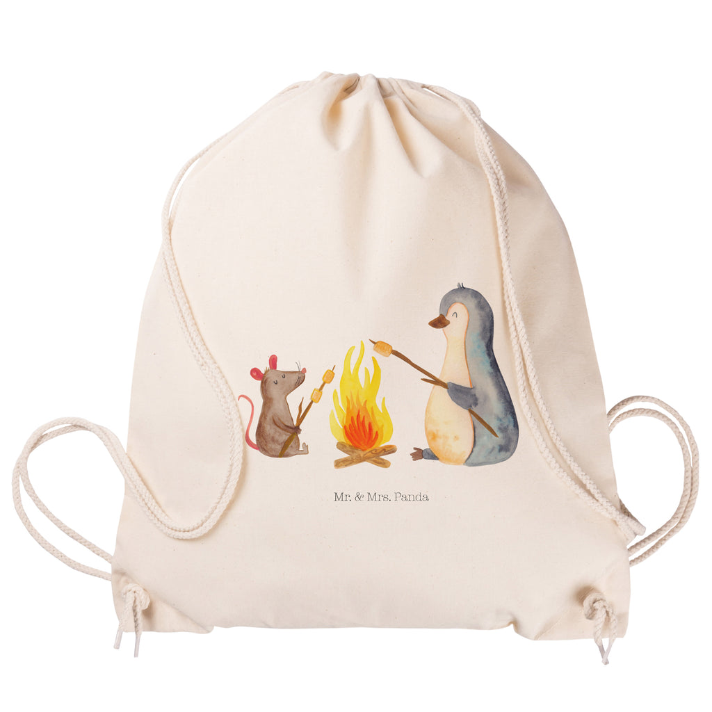 Sportbeutel Pinguin Lagerfeuer Turnbeutel, Beutel, Sporttasche, Tasche, Stoffbeutel, Pinguin, Maus, Pinguine, Lagerfeuer, Leben, Arbeit, Job, Motivation, Büro, Büroalltag, Lebensspruch, Lebensmotivation, Neustart, Liebe, grillen, Feuer, Marshmallows