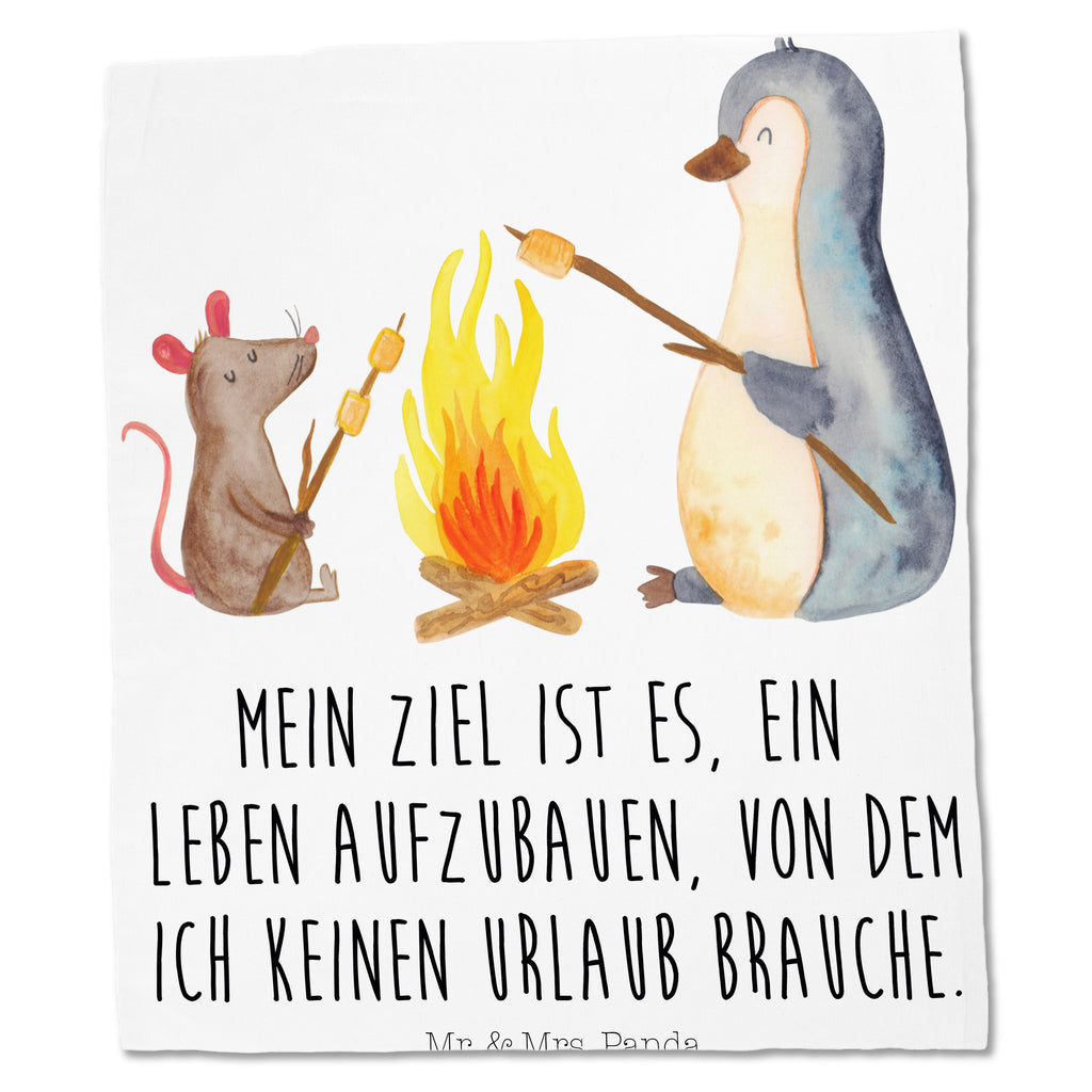 Tragetasche Pinguin Lagerfeuer Beuteltasche, Beutel, Einkaufstasche, Jutebeutel, Stoffbeutel, Pinguin, Maus, Pinguine, Lagerfeuer, Leben, Arbeit, Job, Motivation, Büro, Büroalltag, Lebensspruch, Lebensmotivation, Neustart, Liebe, grillen, Feuer, Marshmallows