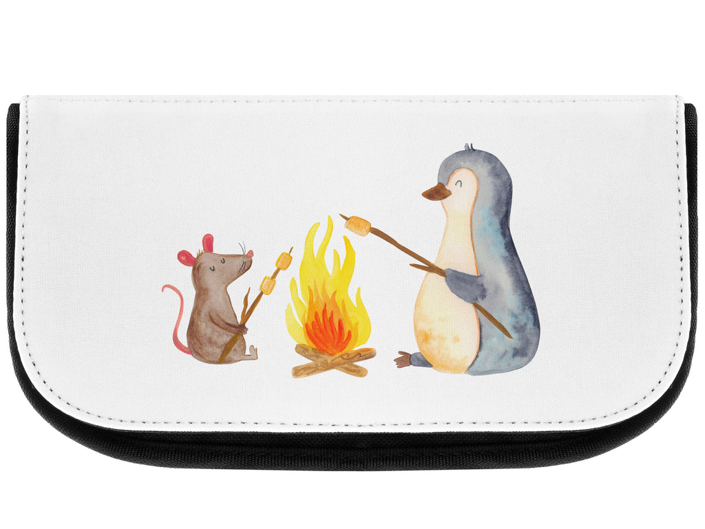 Kosmetiktasche Pinguin Lagerfeuer Kosmetikbeutel, Kulturtasche, Kulturbeutel, Schminktasche, Make-Up Tasche, Pinguin, Maus, Pinguine, Lagerfeuer, Leben, Arbeit, Job, Motivation, Büro, Büroalltag, Lebensspruch, Lebensmotivation, Neustart, Liebe, grillen, Feuer, Marshmallows