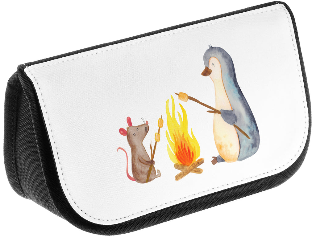 Kosmetiktasche Pinguin Lagerfeuer Kosmetikbeutel, Kulturtasche, Kulturbeutel, Schminktasche, Make-Up Tasche, Pinguin, Maus, Pinguine, Lagerfeuer, Leben, Arbeit, Job, Motivation, Büro, Büroalltag, Lebensspruch, Lebensmotivation, Neustart, Liebe, grillen, Feuer, Marshmallows