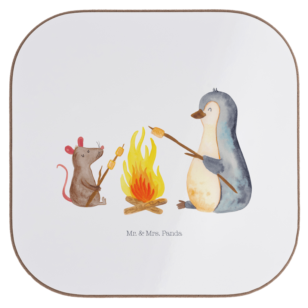 Quadratische Untersetzer Pinguin Lagerfeuer Bierdeckel, Glasuntersetzer, Untersetzer Gläser, Getränkeuntersetzer, Pinguin, Maus, Pinguine, Lagerfeuer, Leben, Arbeit, Job, Motivation, Büro, Büroalltag, Lebensspruch, Lebensmotivation, Neustart, Liebe, grillen, Feuer, Marshmallows
