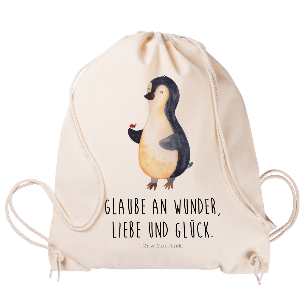 Sportbeutel Pinguin Marienkäfer Turnbeutel, Beutel, Sporttasche, Tasche, Stoffbeutel, Pinguin, Pinguine, Marienkäfer, Liebe, Wunder, Glück, Freude, Lebensfreude
