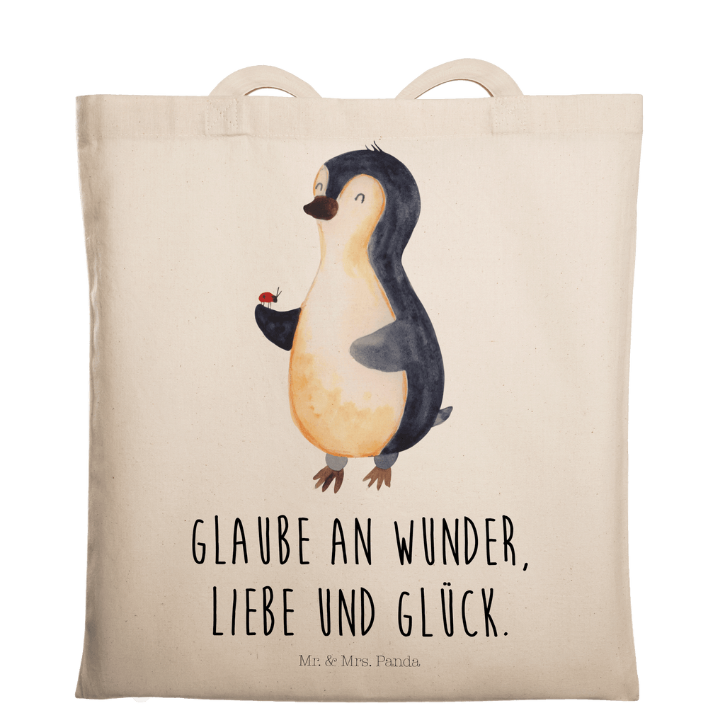 Tragetasche Pinguin Marienkäfer Beuteltasche, Beutel, Einkaufstasche, Jutebeutel, Stoffbeutel, Pinguin, Pinguine, Marienkäfer, Liebe, Wunder, Glück, Freude, Lebensfreude