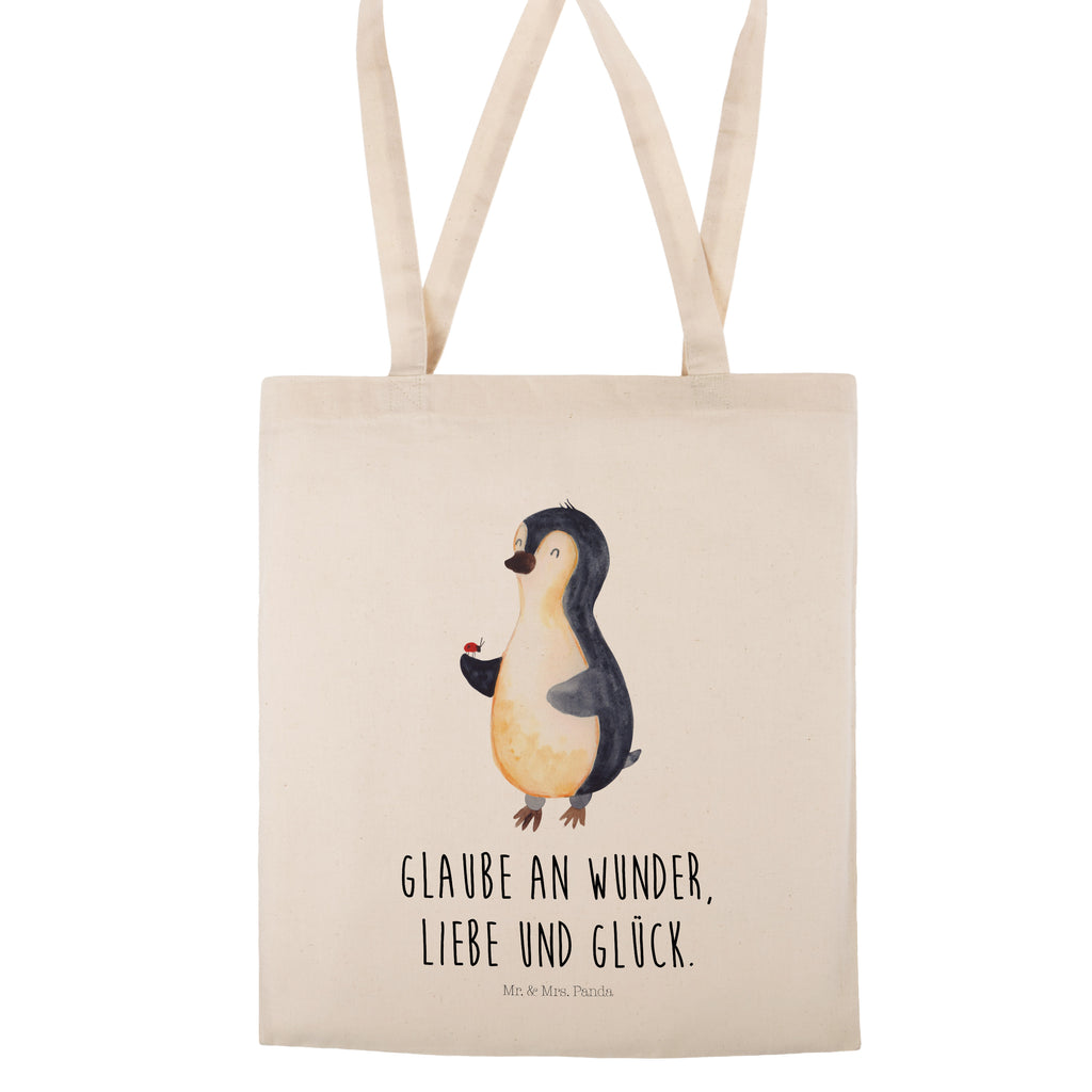 Tragetasche Pinguin Marienkäfer Beuteltasche, Beutel, Einkaufstasche, Jutebeutel, Stoffbeutel, Pinguin, Pinguine, Marienkäfer, Liebe, Wunder, Glück, Freude, Lebensfreude