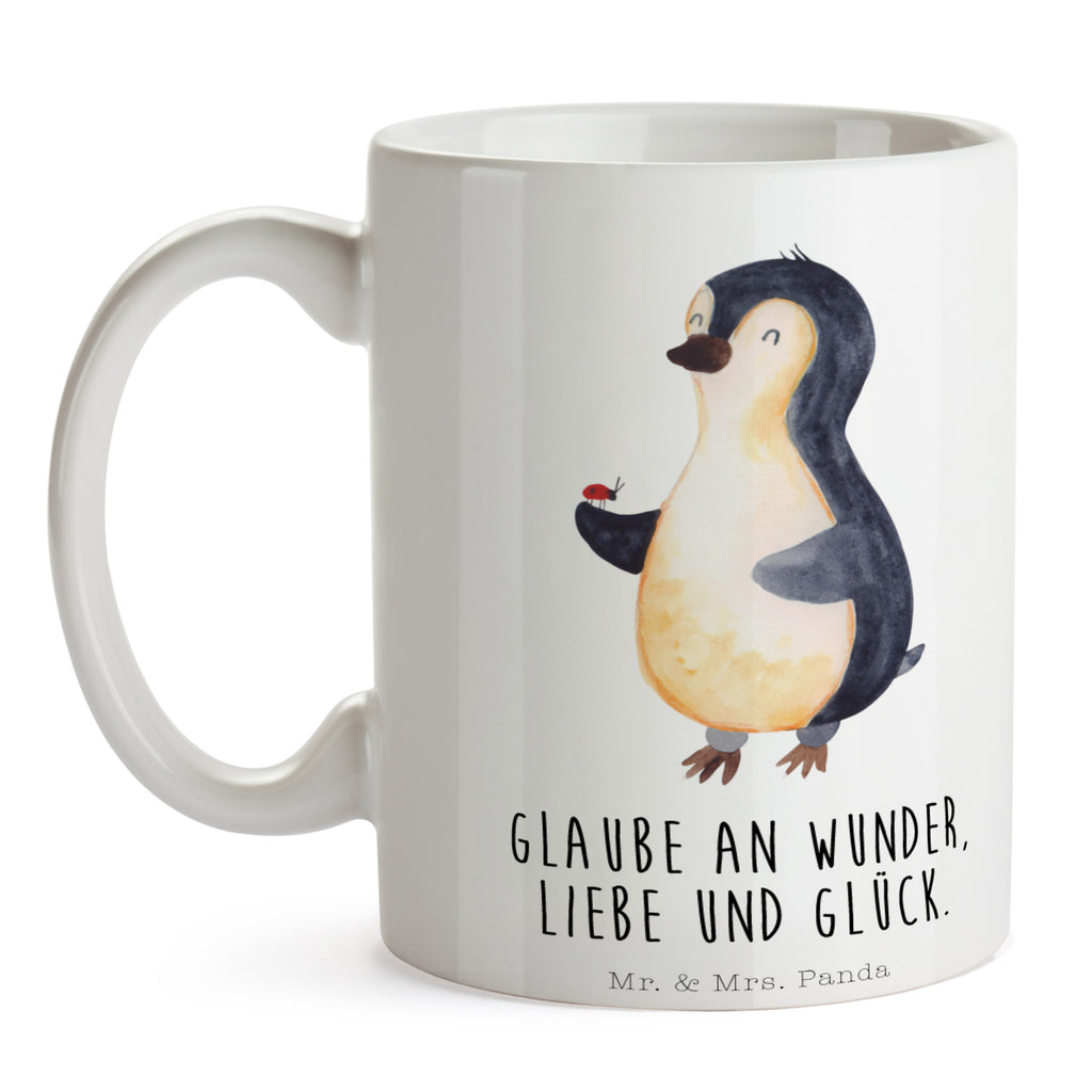 Tasse Pinguin Marienkäfer Pinguin, Pinguine, Marienkäfer, Liebe, Wunder, Glück, Freude, Lebensfreude Becher, Kaffeetasse, Kaffeebecher, Tee, Frühstück, Büro  Pinguin