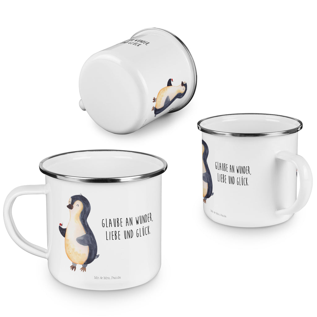 Camping Emaille Tasse Pinguin Marienkäfer Campingtasse, Trinkbecher, Metalltasse, Outdoor Tasse, Emaille Trinkbecher, Blechtasse Outdoor, Emaille Campingbecher, Edelstahl Trinkbecher, Metalltasse für Camping, Kaffee Blechtasse, Camping Tasse Metall, Pinguin, Pinguine, Marienkäfer, Liebe, Wunder, Glück, Freude, Lebensfreude