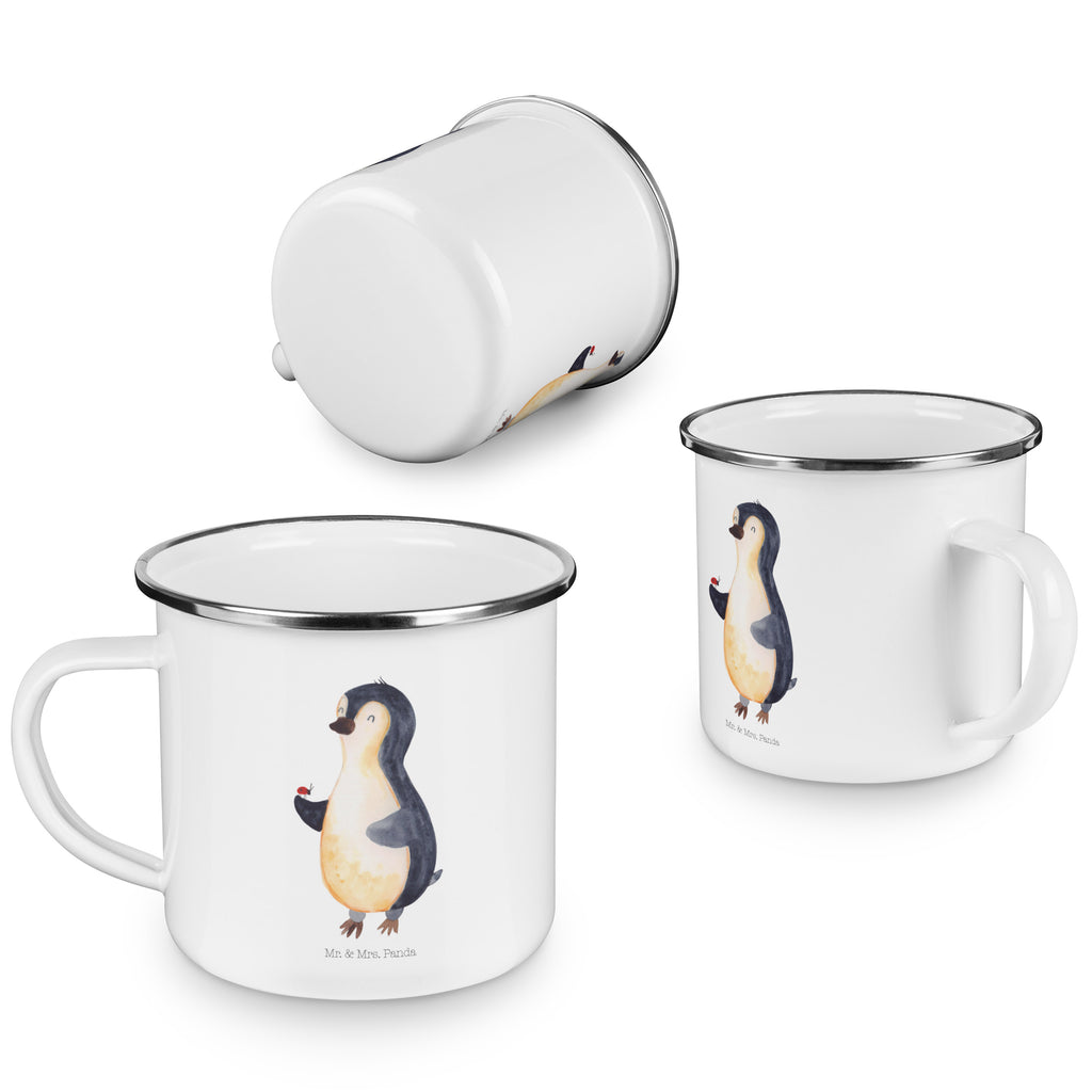 Camping Emaille Tasse Pinguin Marienkäfer Campingtasse, Trinkbecher, Metalltasse, Outdoor Tasse, Emaille Trinkbecher, Blechtasse Outdoor, Emaille Campingbecher, Edelstahl Trinkbecher, Metalltasse für Camping, Kaffee Blechtasse, Camping Tasse Metall, Pinguin, Pinguine, Marienkäfer, Liebe, Wunder, Glück, Freude, Lebensfreude