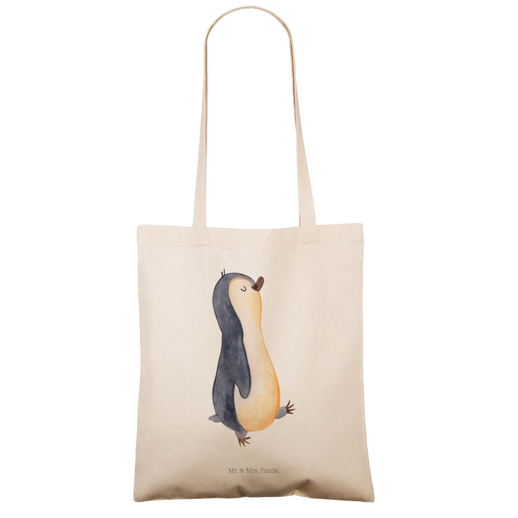 Tragetasche Pinguin marschierend Beuteltasche, Beutel, Einkaufstasche, Jutebeutel, Stoffbeutel, Pinguin, Pinguine, Frühaufsteher, Langschläfer, Bruder, Schwester, Familie